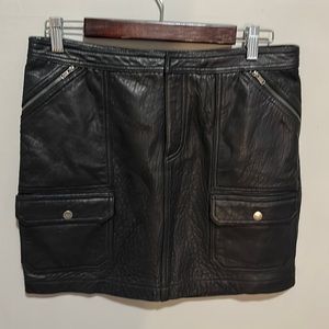 VTG RALPH by Ralph Lauren pebbled leather mini skirt cargo pockets zippers SZ 8